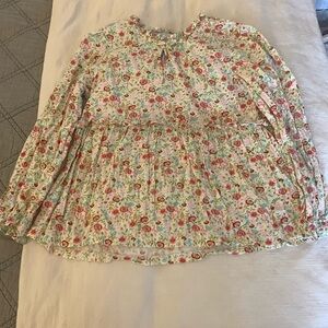 Little English Girls Floral Ruffle Neck Top - size 7
